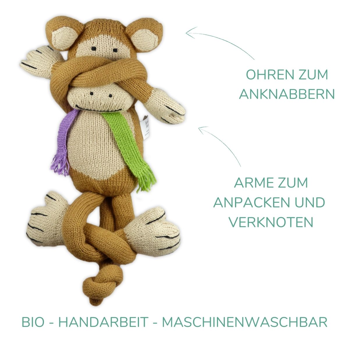 Verhaak kuscheliger Affe mit Herz junior 12 cm braun 