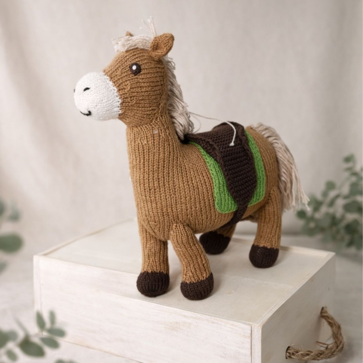 Bio Kuscheltier Pferd von Hand gestrickt