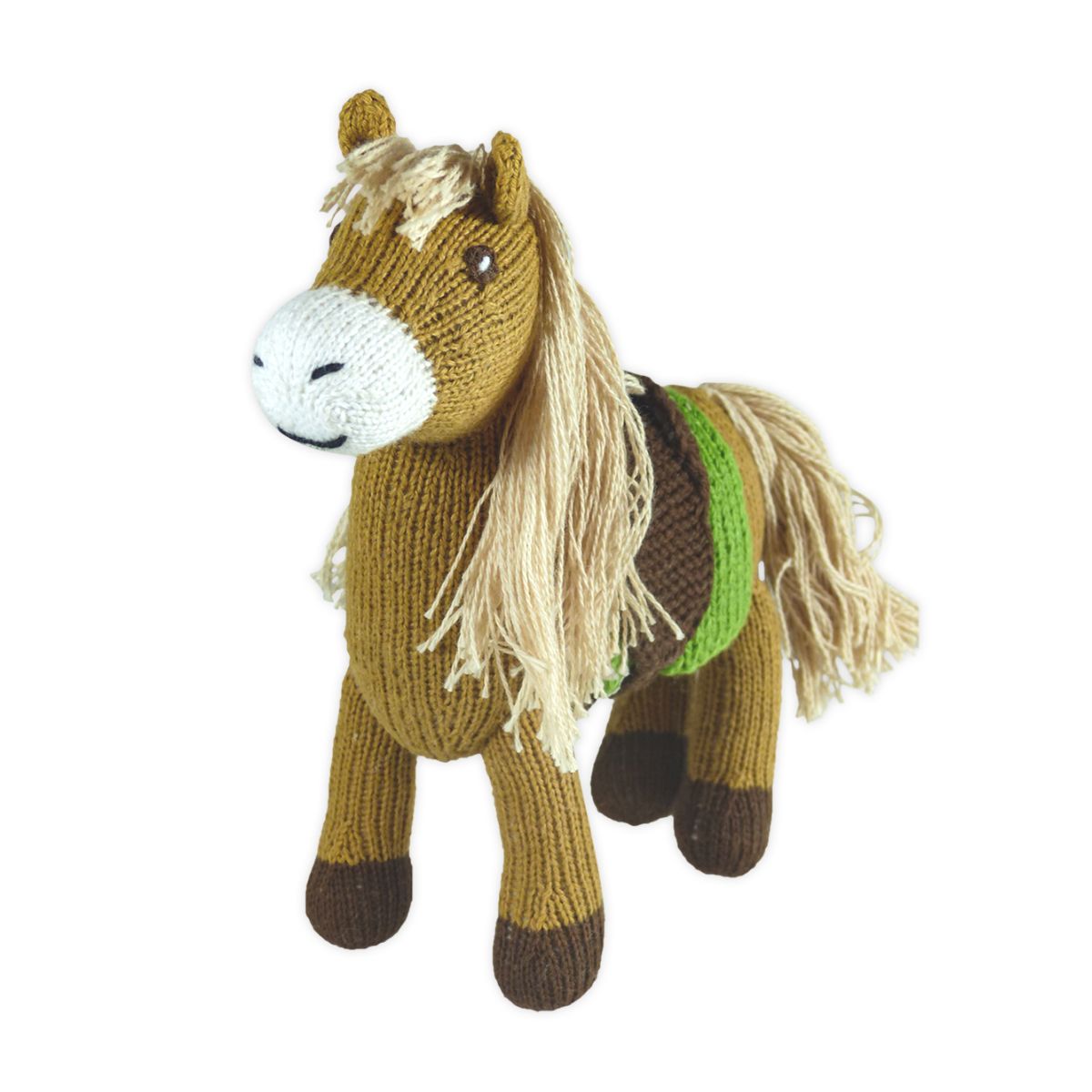 Bio Kuscheltier Pferd braun mit Sattel