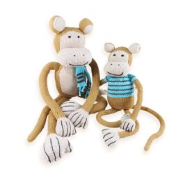 Geschenk für Geschwisterkinder – handgestrickte Bio-Affen aus fairer Produktion, hypoallergen, schadstofffrei und waschbar – ideal zum Kuscheln, Spielen und Trösten.