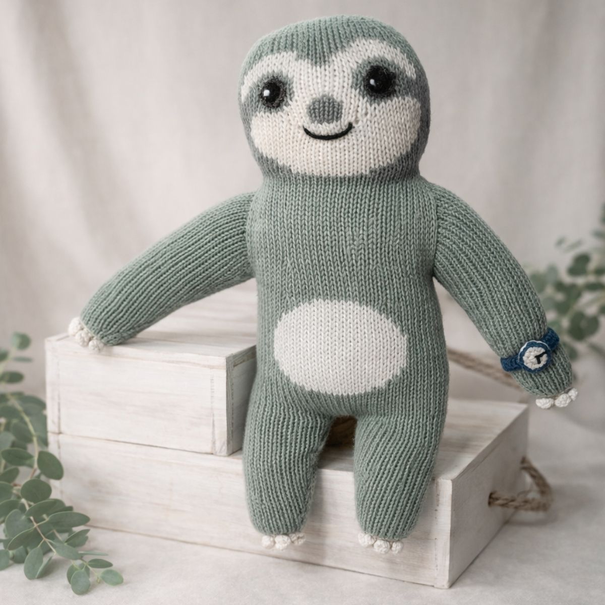 Faultier Kuscheltier aus weicher Bio Baumwolle