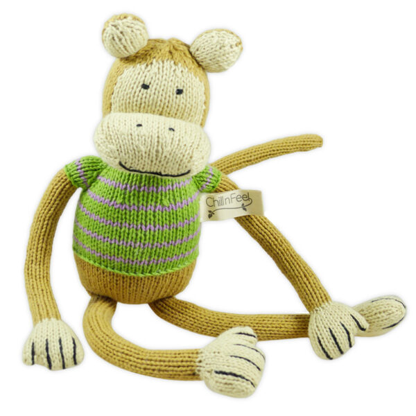 Lustiger Kuscheltier Affe 32 cm mit langen Armen aus Bio Baumwolle – Chill n Feel