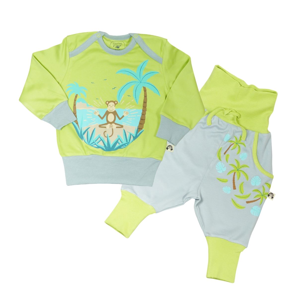 Chill n Feel - Baby und Kinder Hausanzug Palmblätter_Pima Baumwolle