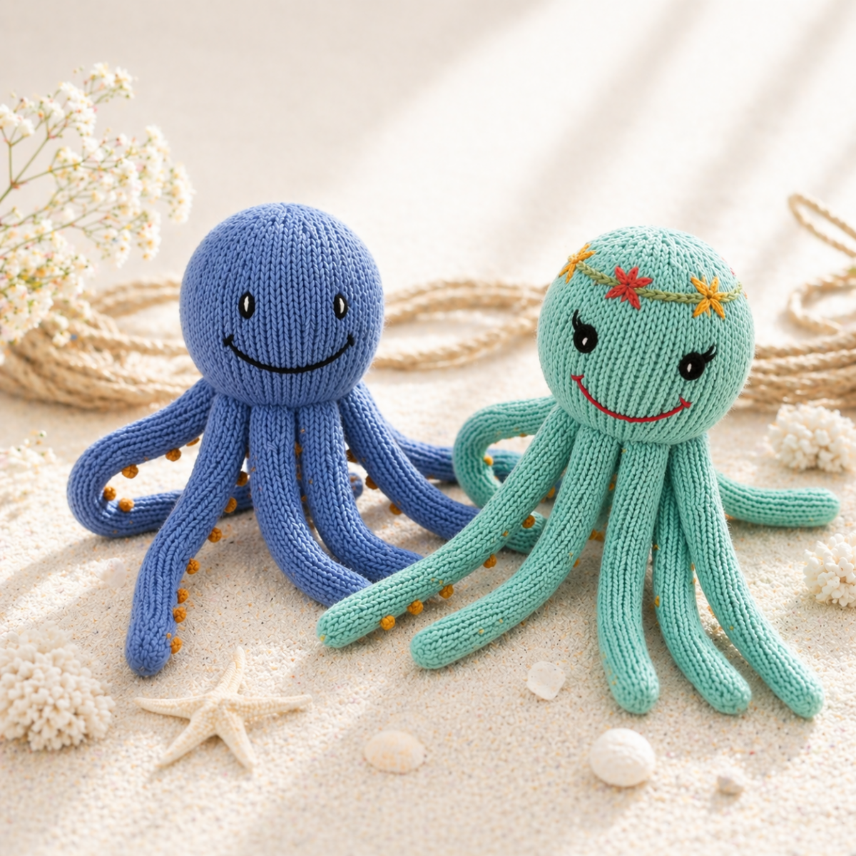 Geschenk für Zwillinge zur Geburt – Oktopus Kuschelset aus Bio-Baumwolle