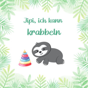 Baby Meilensteinkarte Faultier kann krabbeln