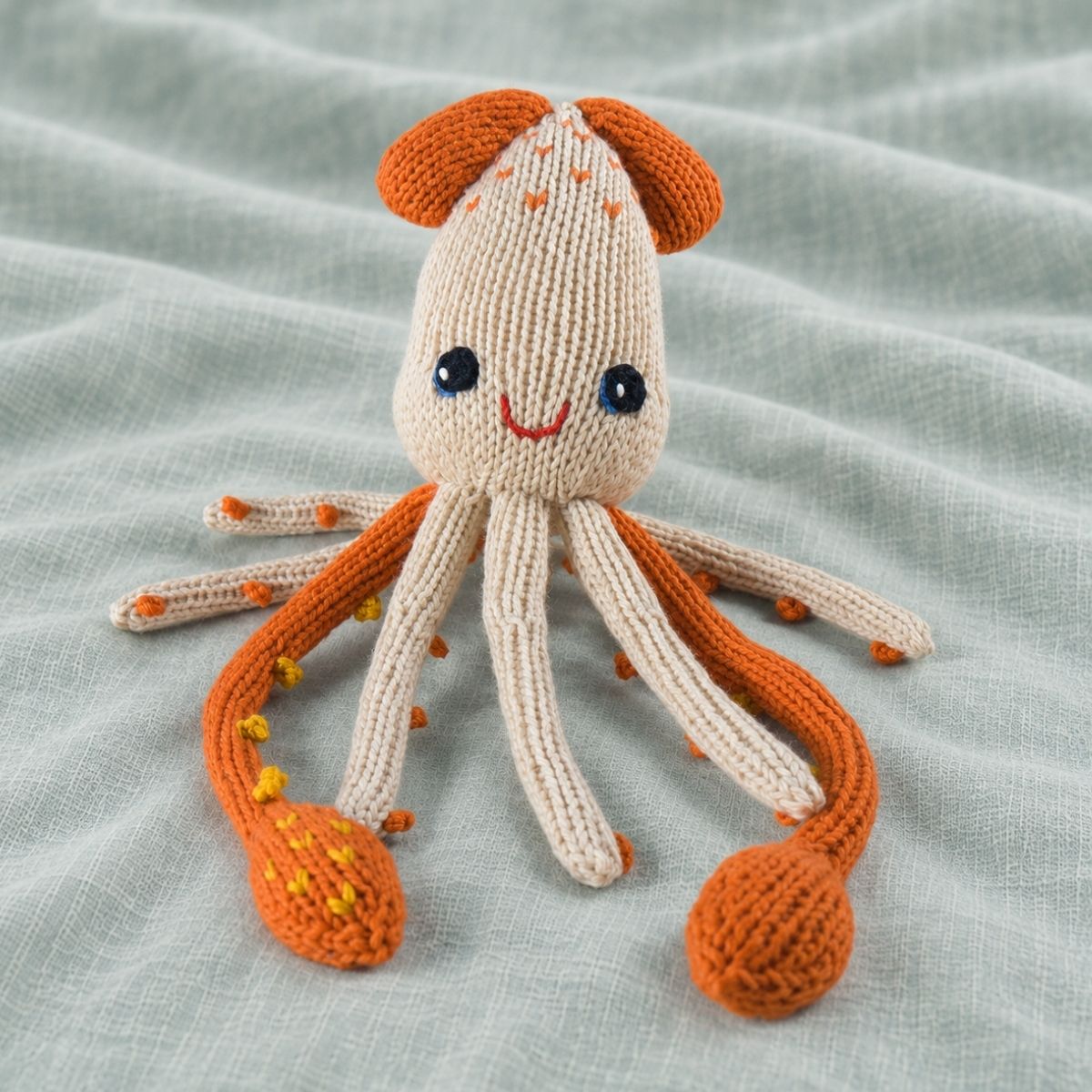 Weiches Bio Kuscheltier Kalmar für Neugeborene und Frühchen