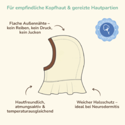 Schlupfmütze bei Neurodermitis – sanfter Schutz für empfindliche Kopfhaut und Hals