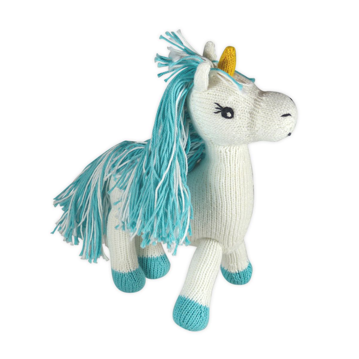 Bio Kuscheltier Einhorn (20cm) mit eisblauer Mähne