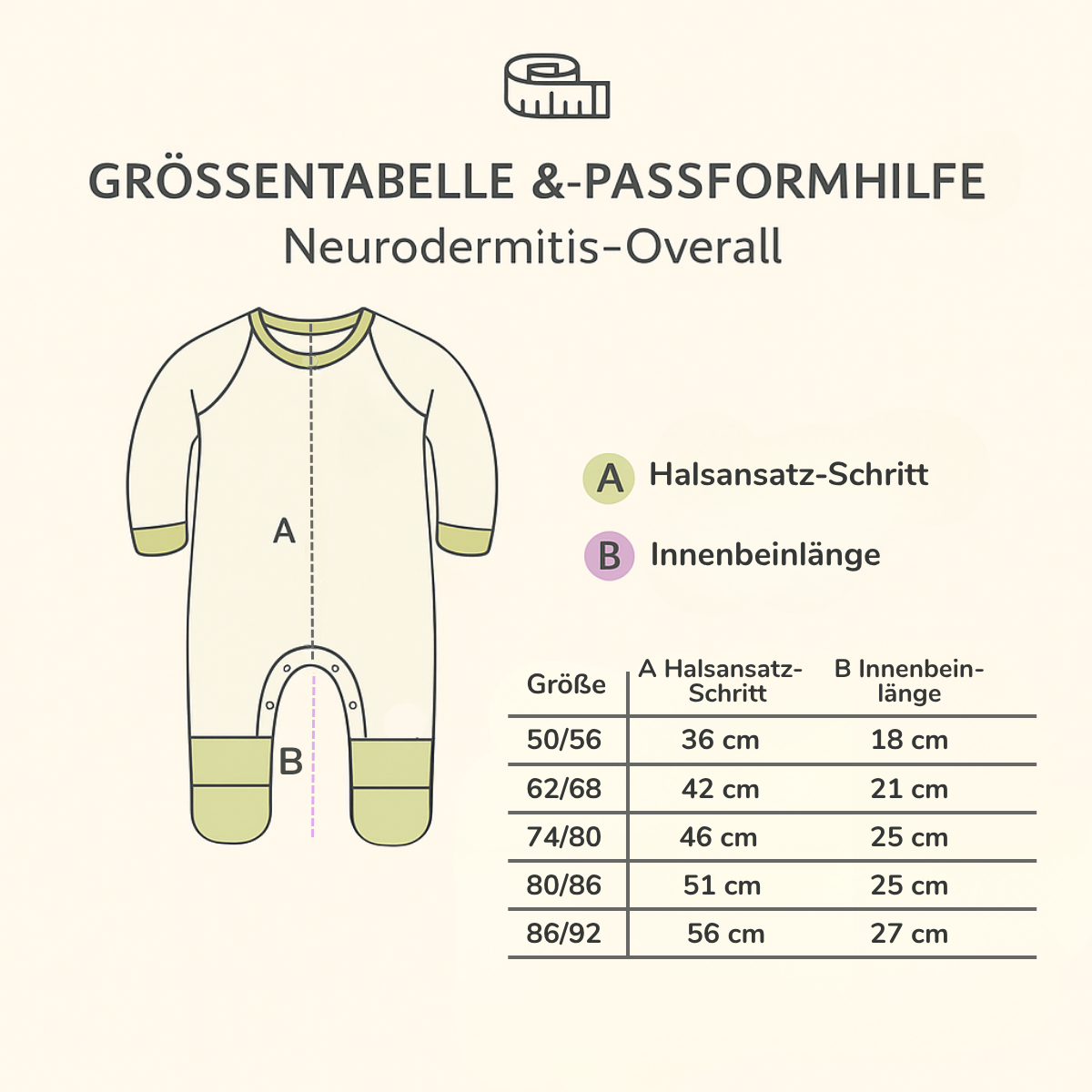 Größentabelle Neurodermitis-Overall
