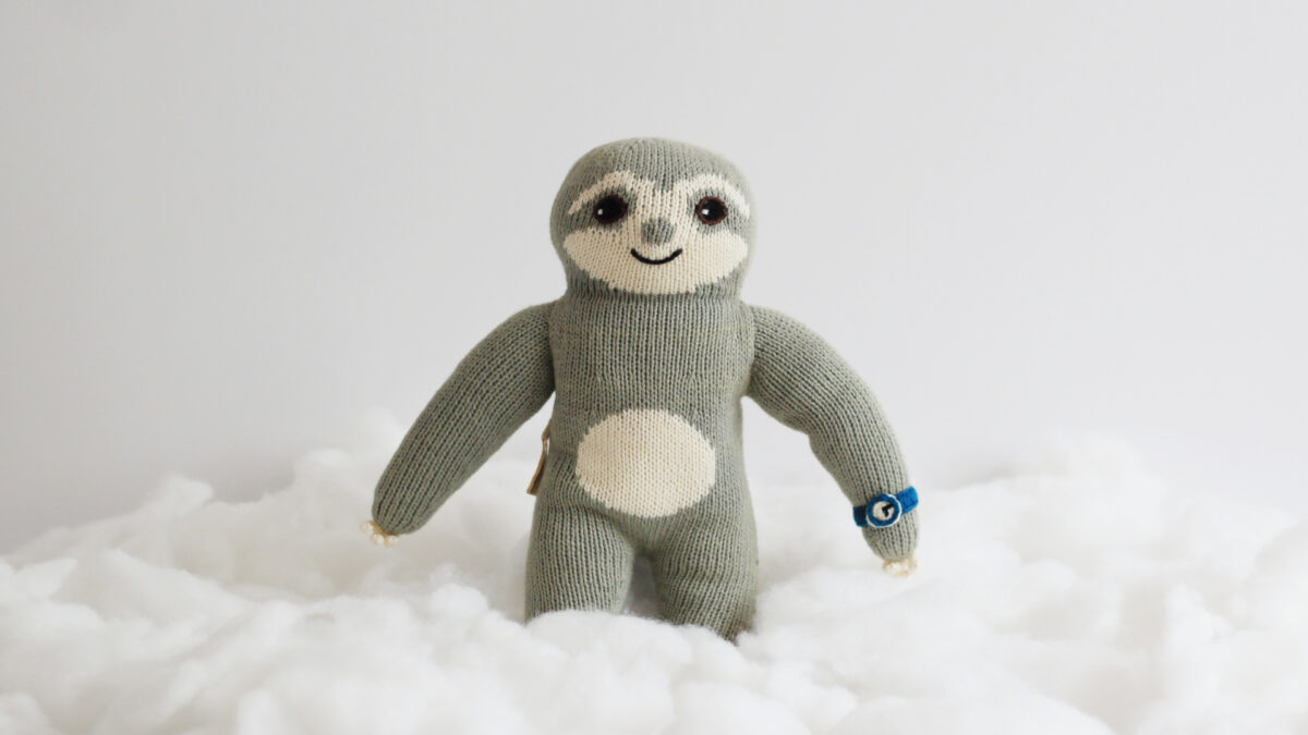 Bio Kuscheltier Faultier Papa mit Auszeit Uhr