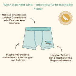 Nahtlose Jungen Boxershorts mit weichem Gummibund und flachen Außennähten – entwickelt für hochsensible Kinder
