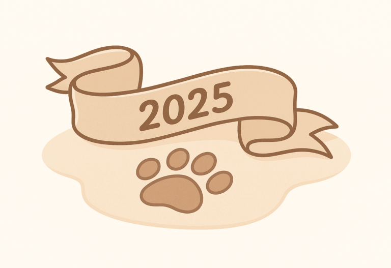 Illustration in Pastellfarben: Mintgrünes Geschenkband mit Jahr 2025 als liebevolles Ritual zu Babys erstem Weihnachten.