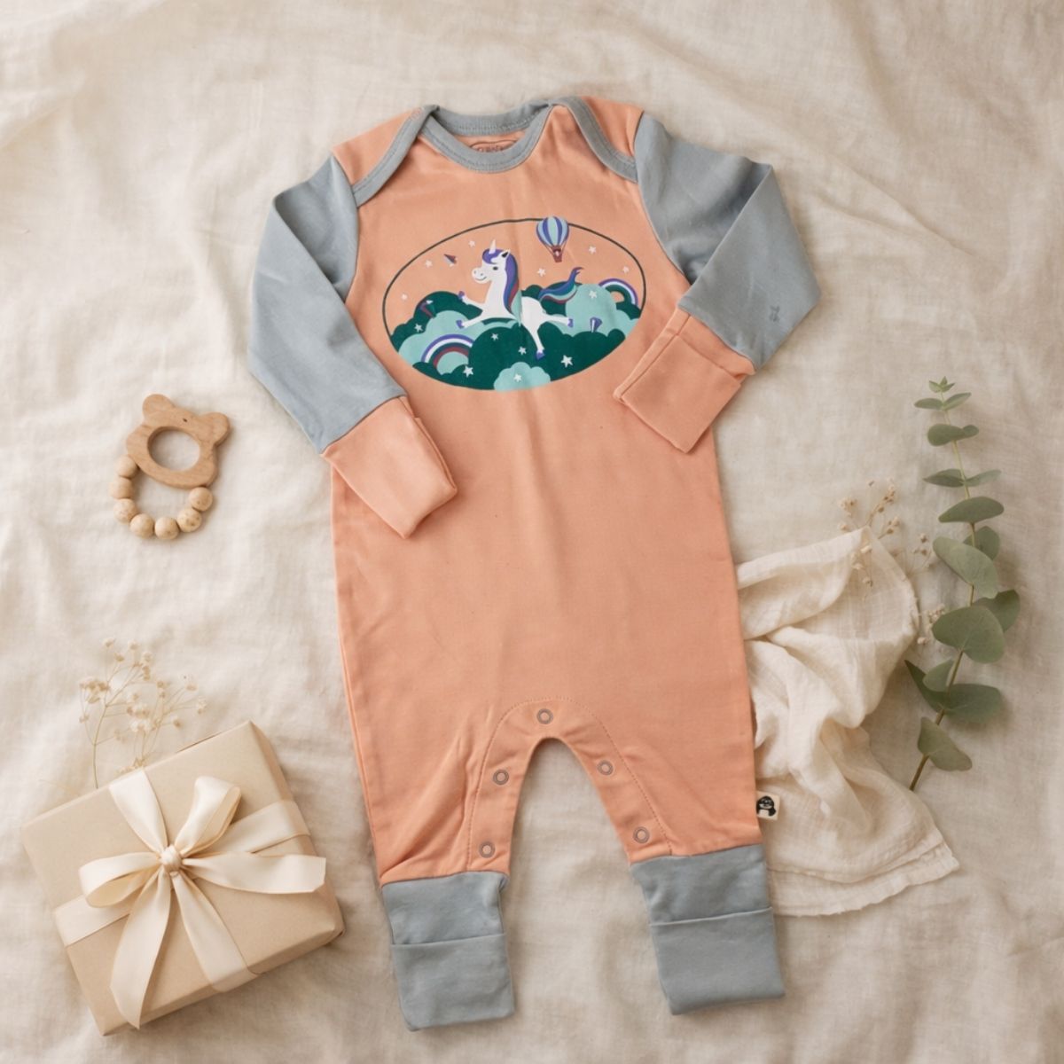 Babystrampler aus Bio-Baumwolle mit Einhornmotiv für Babys und Neugeborene