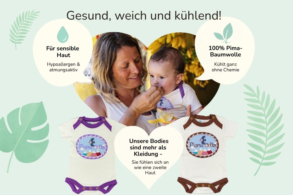 Sommerliche Baby Kleidung aus 100 % Pima-Baumwolle: hypoallergen, kühlend und weich auf der Haut