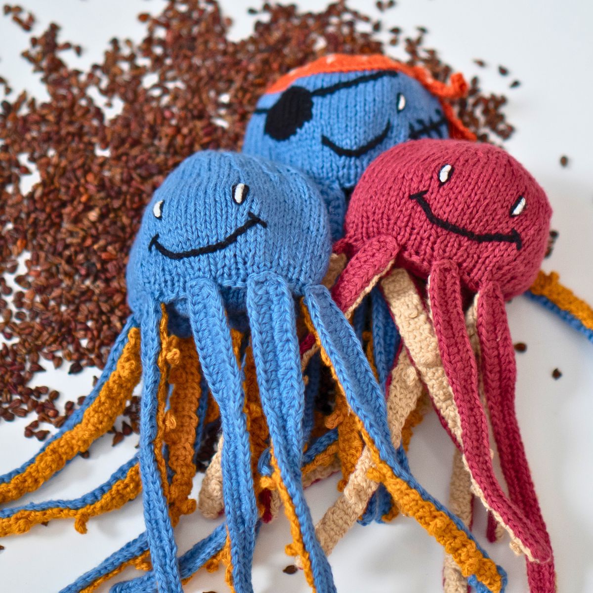 Oktopusse mit Traubenkernen