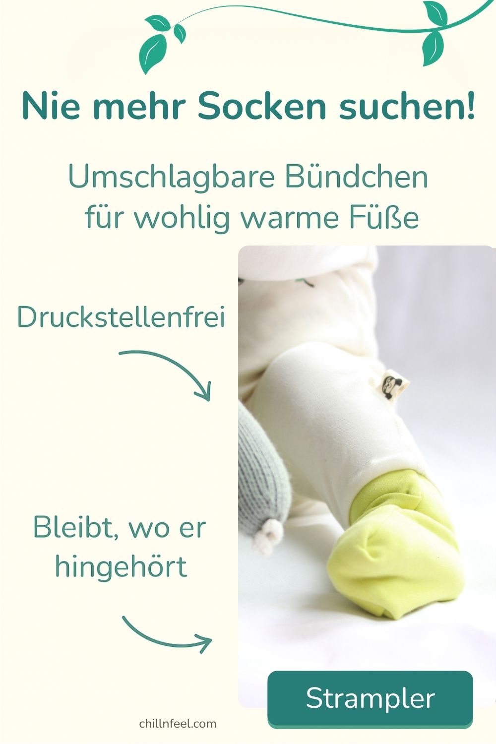 Strampler mit Fußbündchen für September Baby – hält warm ohne zusätzliche Socken