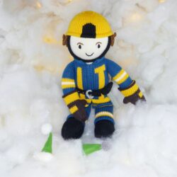 Feuerwehrmann Puppe zu Weihnachten für Kinder, handgefertigt aus Bio-Baumwolle