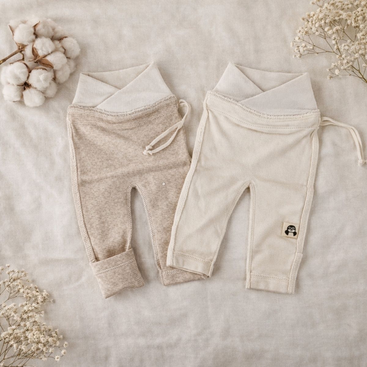 Frühchen Hose aus Bio-Baumwolle für Neugeborene – weiche Babyhose für Frühchen mit breitem Bauchbund