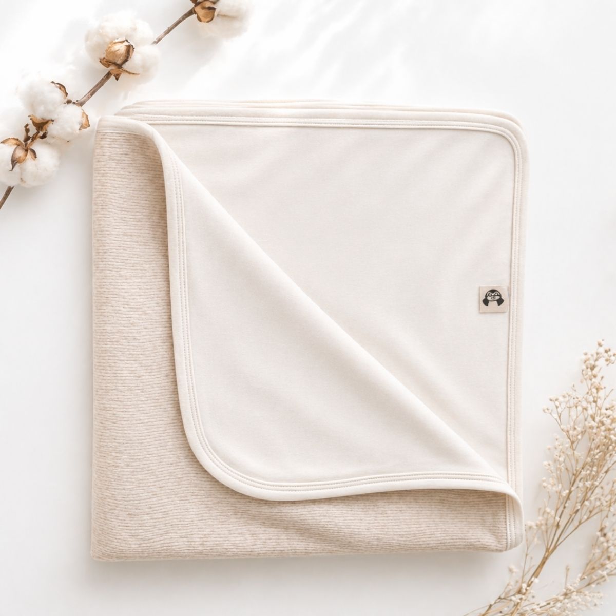 Bio Babydecke aus weicher Bio-Baumwolle für Neugeborene – zweilagige Babydecke zum Pucken und Kuscheln