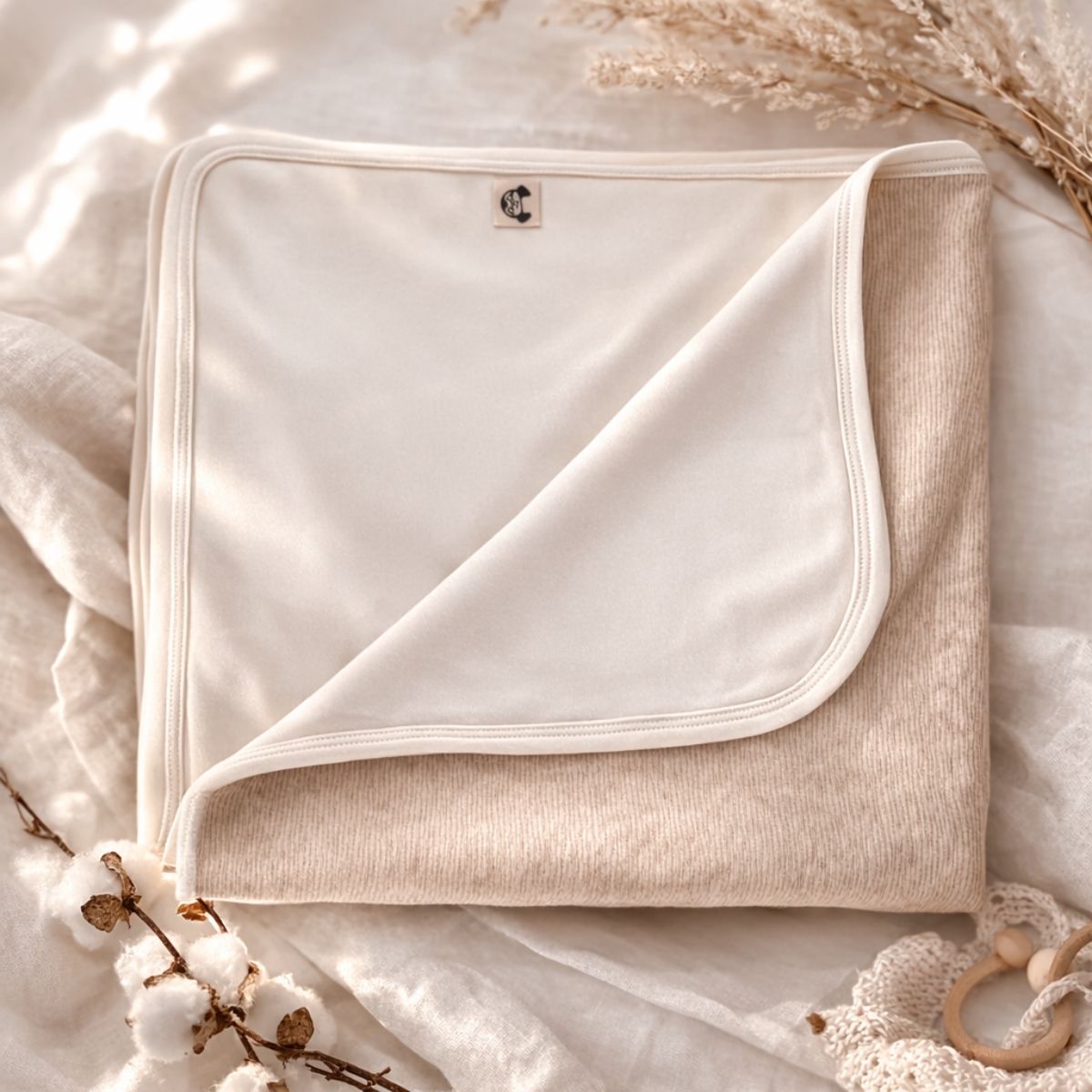 Bio Babydecke aus weicher Bio-Baumwolle für Neugeborene – zweilagige Babydecke zum Pucken und Kuscheln