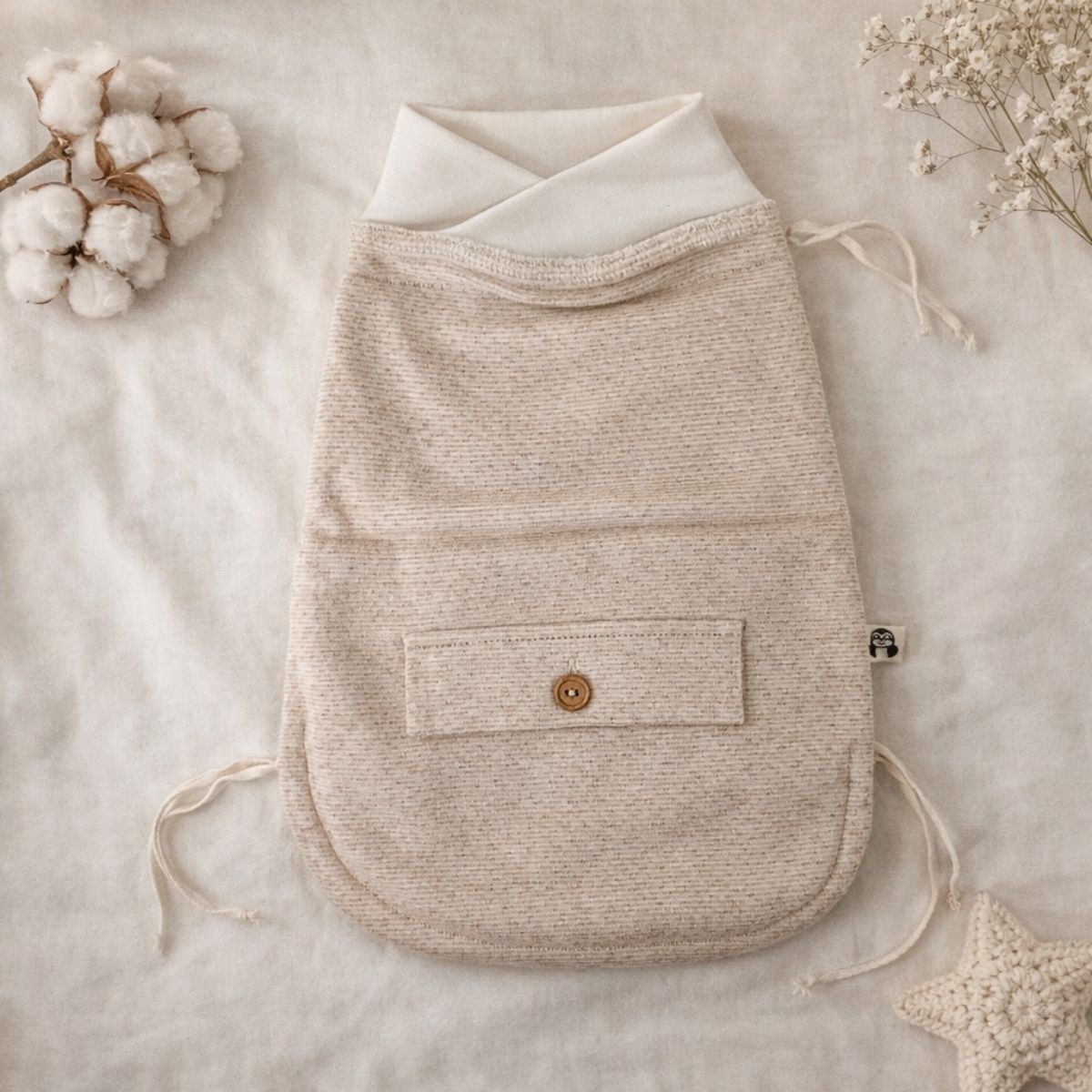 Strampelsack für Neugeborene aus Bio-Pima Baumwolle – weicher Baby Strampelsack für empfindliche Haut