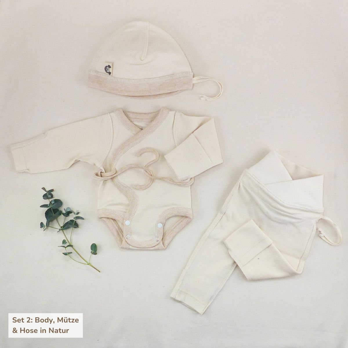 Komplettset für Frühchen in Naturfarbe – Babyerstausstattung aus Bio-Baumwolle