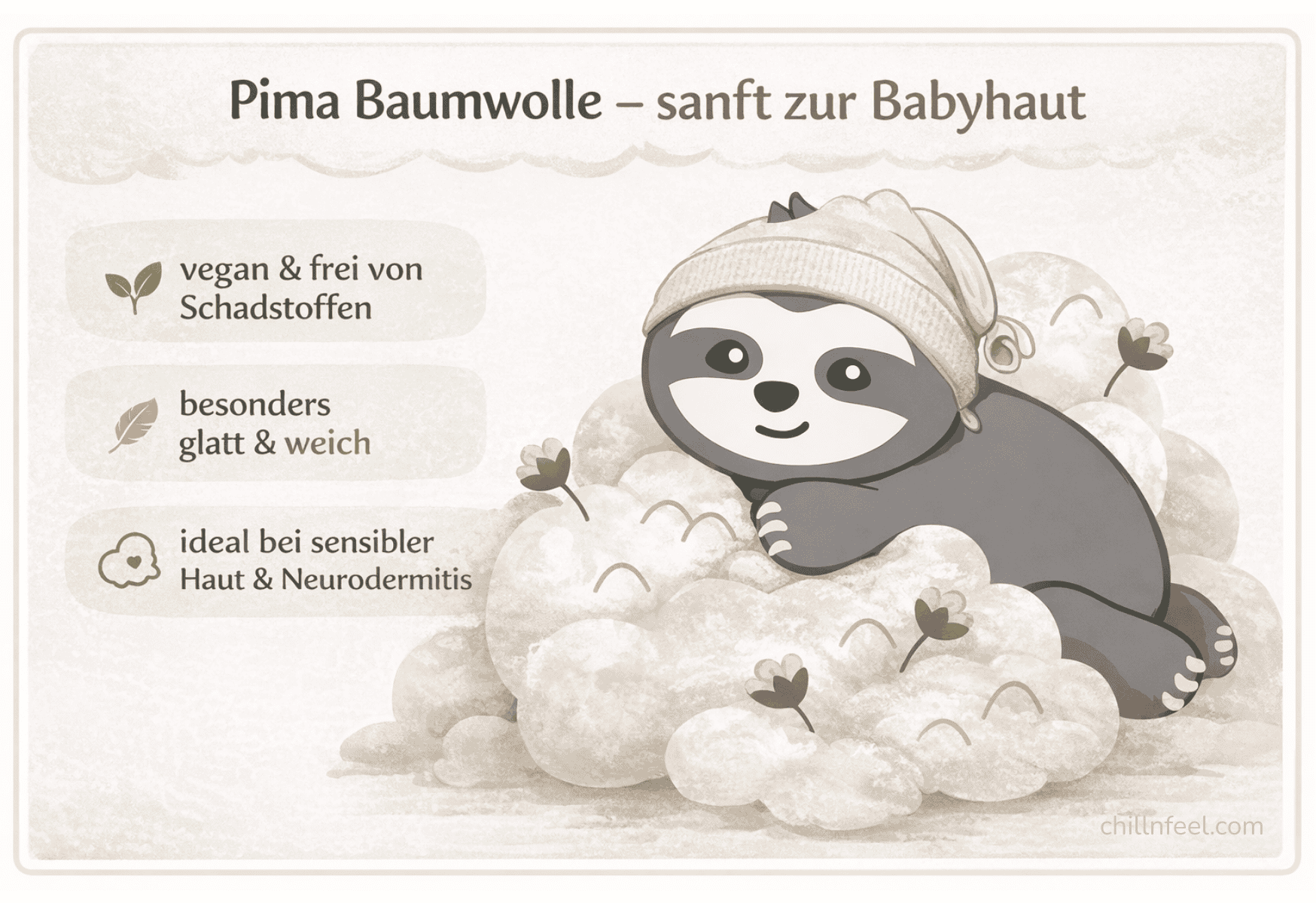 Infografik: Pima Baumwolle – vegane Seide, sanft zur Babyhaut