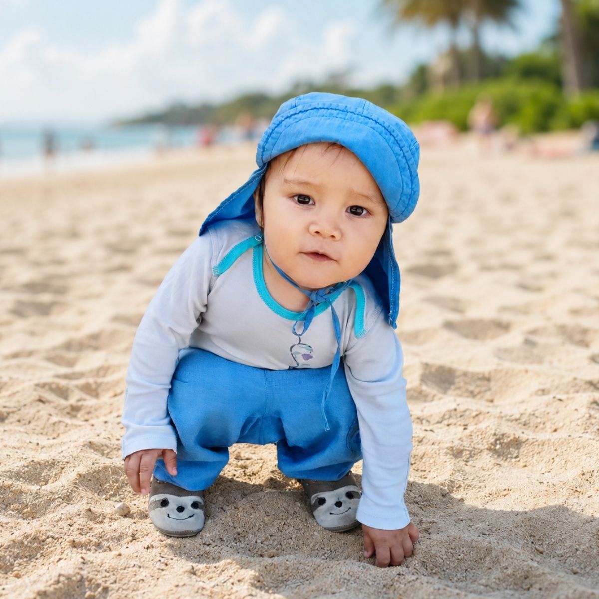 Leichte Kleidung für Kinder mit Neurodermitis am Strand