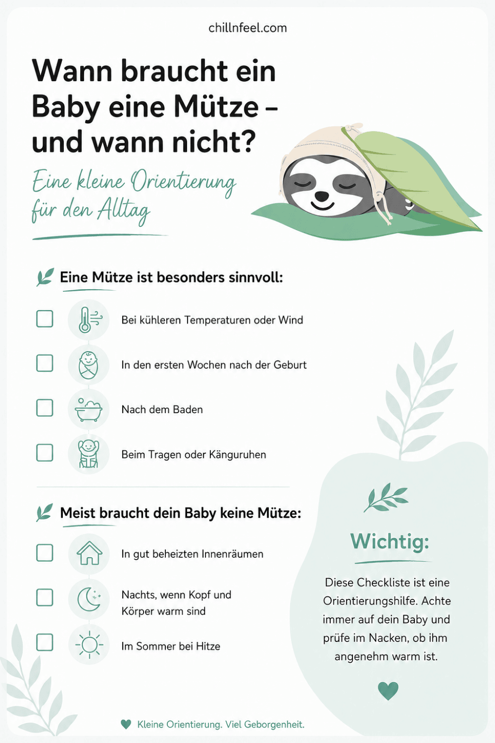 Checkliste: Wann eine Mütze für Neugeborene sinnvoll ist